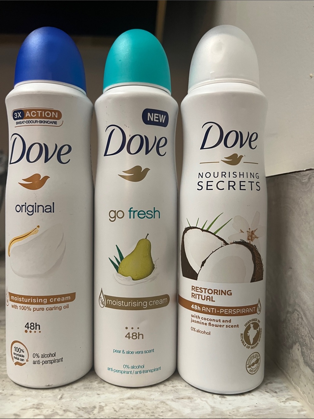 3 Dove Antiperspirant Spray